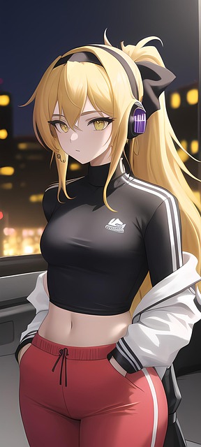 Mädchen, Sport, Haar, Kopfhörer, Nacht