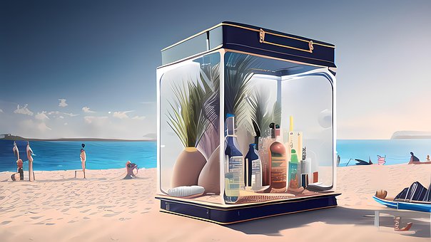 Abstrakt, Kunst, Kasten, Glas, Strand