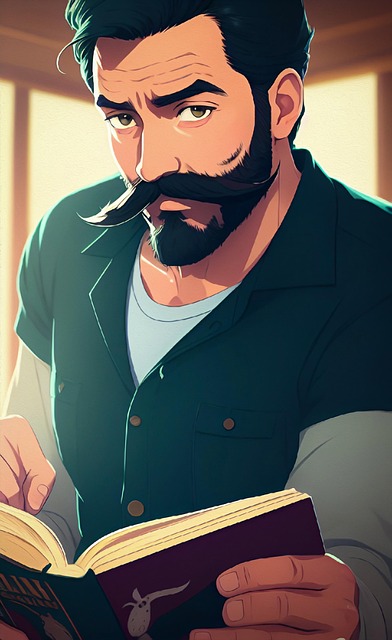 Free ai generated man reading illustration