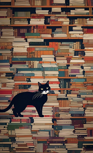 Free ai generated cat library illustration