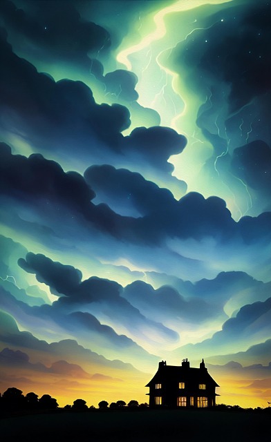 Free ai generated house pine trees illustration