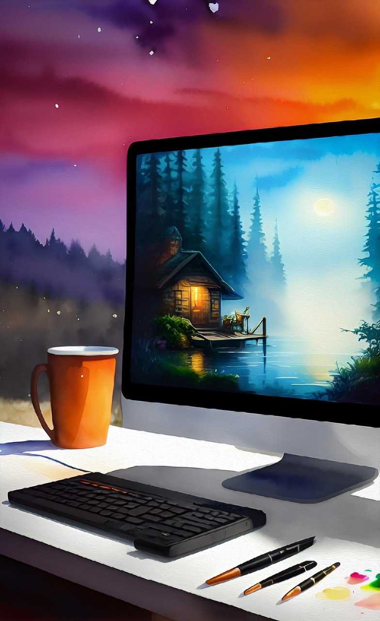 Free ai generated laptop workstation illustration