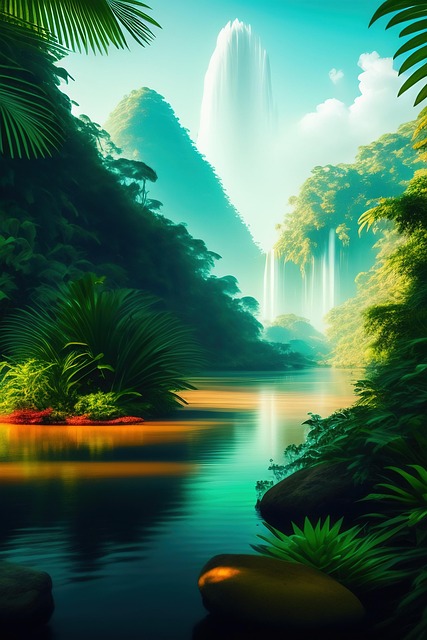 Download free HD stock image of Ai Generated River Free ai generated river trees illustration