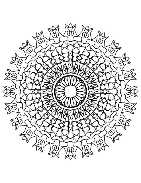 Free mandala line art floral pattern illustration