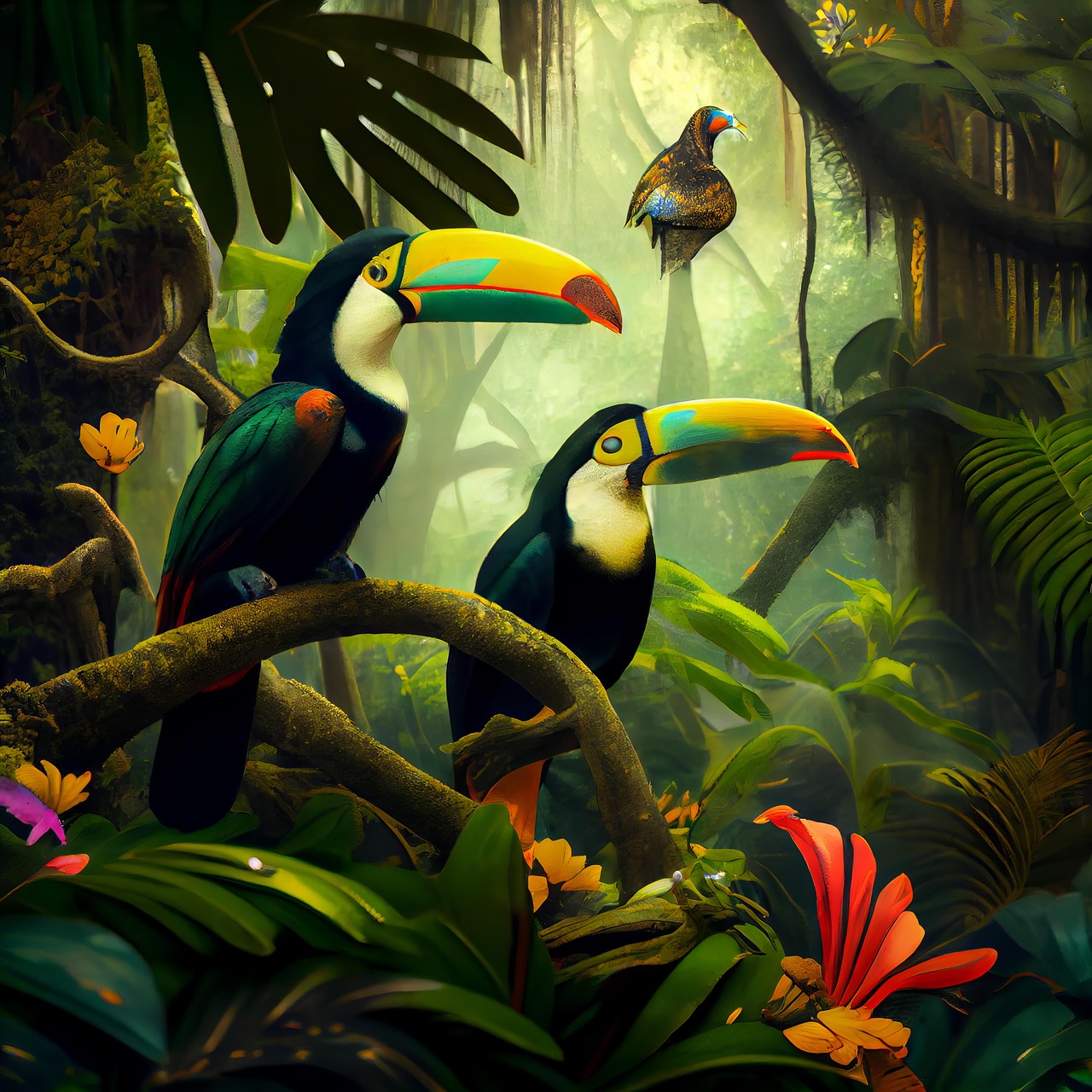 MWSSEGGE Papier Peint Arbres Tropicaux Panoramique 3D forêt Tropicale