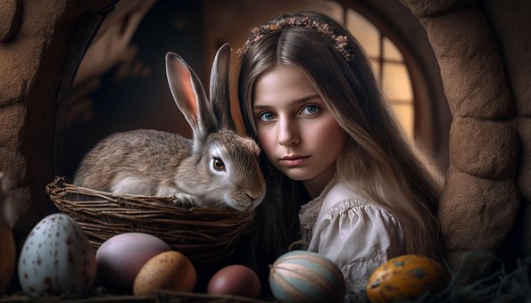 Free Girl Rabbit illustration and picture