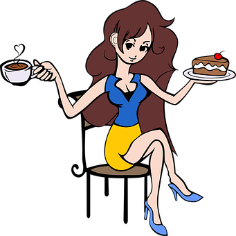 Café, Mulher, Bolo, Comida, Garota