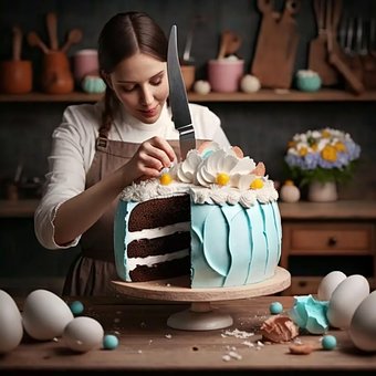 Frau, Kuchen, Ostern, Backen, Gebäck