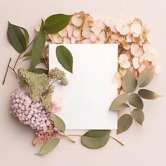Blumen, Blätter, Grußkarte, Einladung