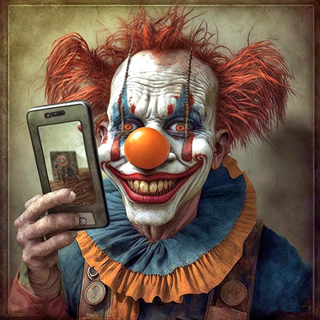 Amuzant, Clovn, Telefon Mobil, Selfie