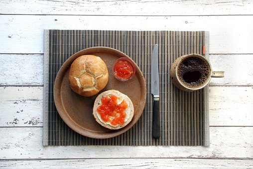 Ontbijt, Fruit Verspreid, Koffie, Jam