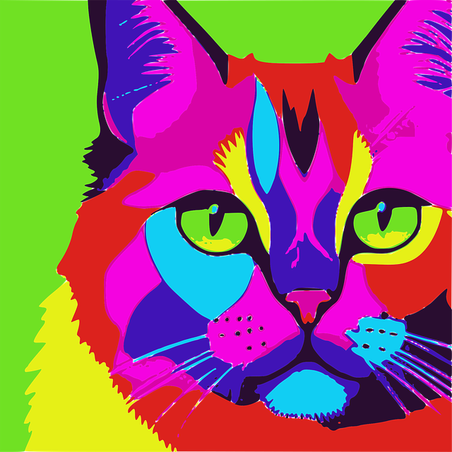 Gato, Felino, Vistoso, Colores, Gráficos