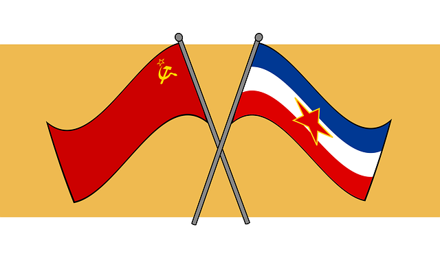 Free friendship diplomacy flags crossed vector