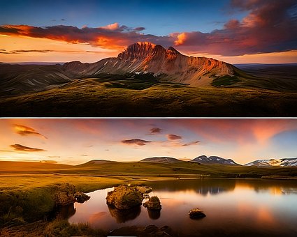 Panorama, Montanhas, Céu, Nuvens