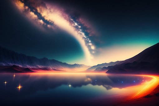 Raum, Landschaft, Sterne, Universum