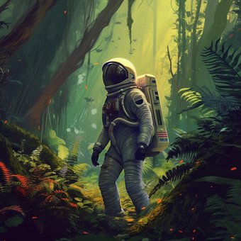 Astronauta, Explorar, Floresta, Natureza