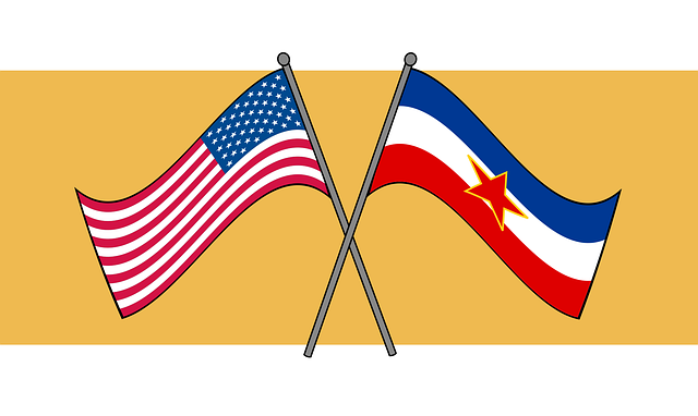 Free friendship diplomacy flags crossed vector