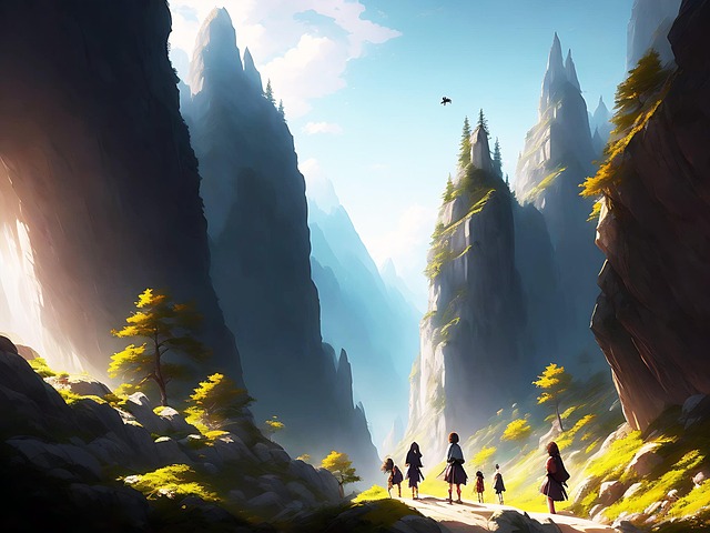 Download free HD stock image of Ai Generated Valley Free ai generated valley kids illustration