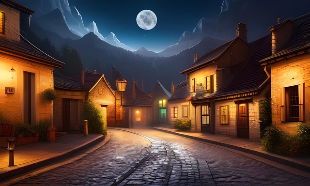 Free ai generated street moon illustration