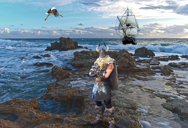 Free ai generated viking ocean illustration