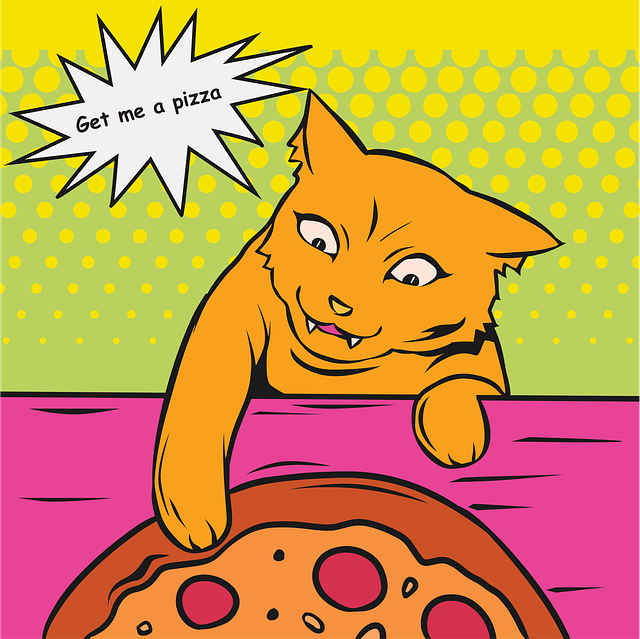Free ai generated cat pizza illustration