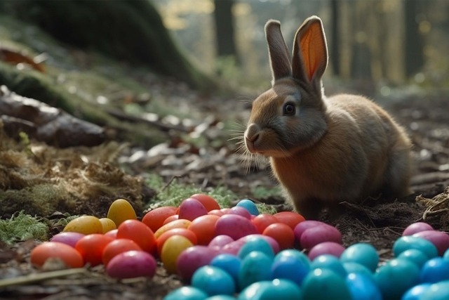 Free rabbit easter eggs illustration