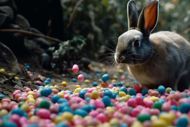 Free rabbit easter eggs illustration