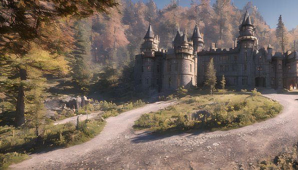 Kasteel, Fantasie, Woud, Bossen