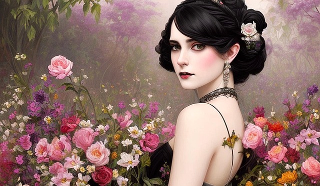 Free ai generated woman flower illustration