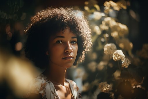 Garota, Adolescente, Flores, Penteado