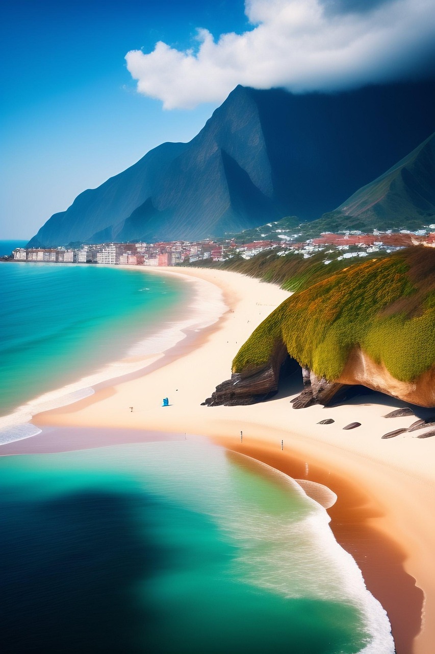 Download free HD stock image of Ai Generated Beach Free ai generated beach waves illustration