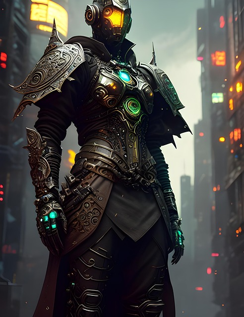Free ai generated soldier steampunk illustration