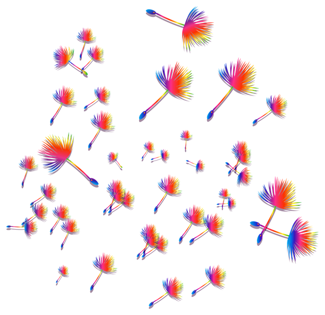 Download Dandelions, Rainbow, Floating. RoyaltyFree Stock Illustration