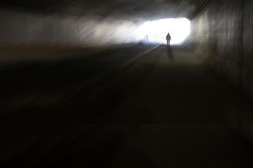 隧道, 光, 希望, 挑战, 生活, 剪影, 景观, 血管, 男人, 记忆