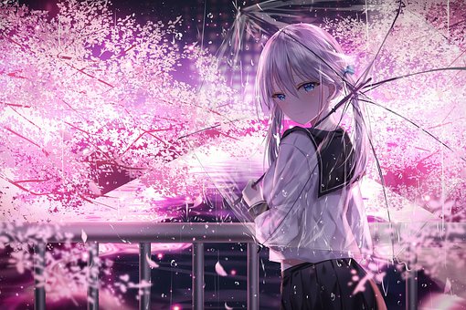 Anime, Sakura, Primăvară, Floare, Peisaj
