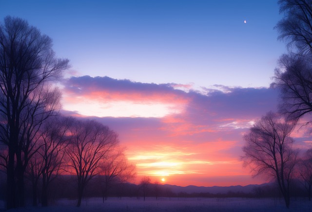 Free sunset dawn grass illustration