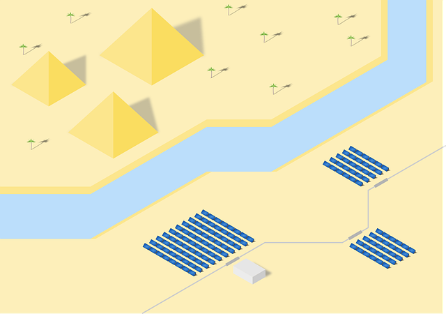 Free solar photovoltaic desert vector