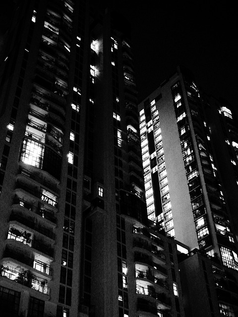 Edificio, Noche, Ventana, Luz, Tranquilo