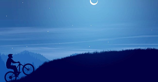 Fjell, Sykling, Natt, Landskap, Natur