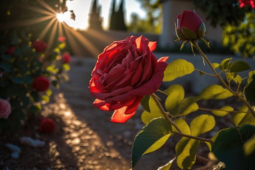 Ai Generado, Rosa, Jardín, Flor