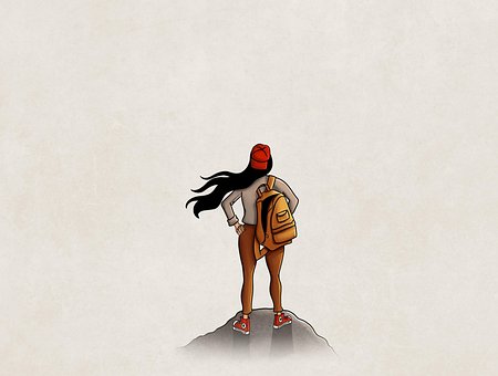 Ai Generiert, Mädchen, Rucksack, Deckel