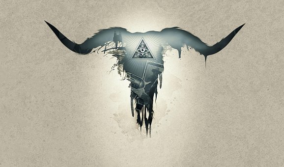 Longhorn, Schädel, Logo, Western