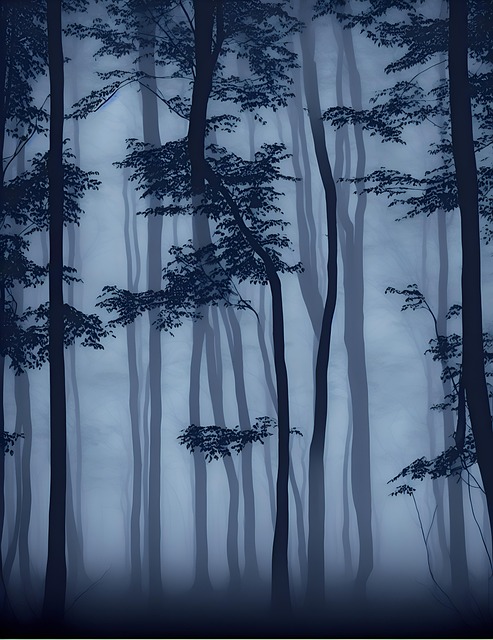 Wald, Blau, Natur, Bäume, Grusel
