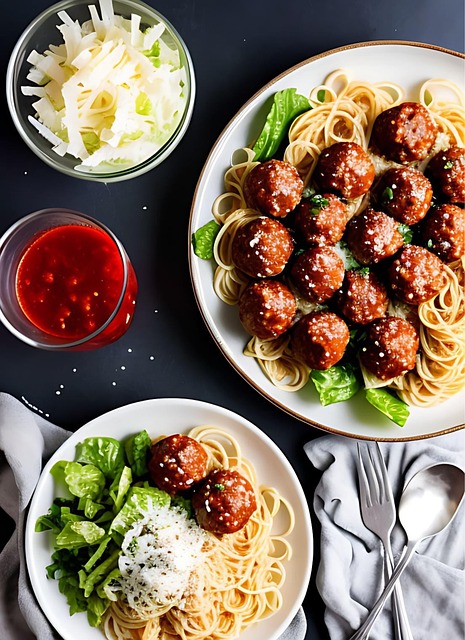Free ai generated spaghetti meatballs illustration