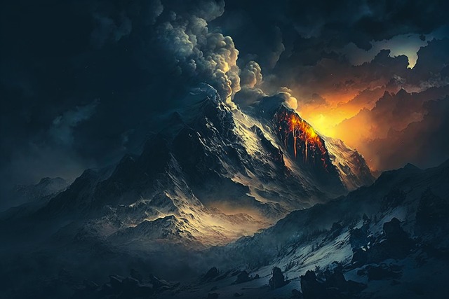 Free ai generated mountains clouds illustration