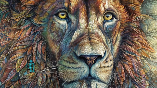 Free lion portrait zoo illustration