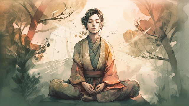 Free meditation breath yoga illustration