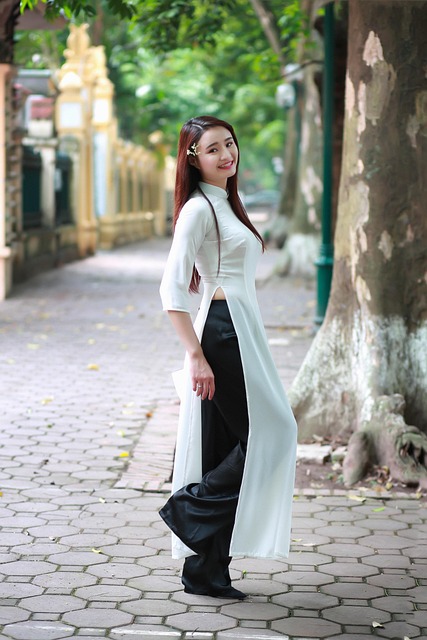 Mulher, Modelo, Aodai, Vestido Longo
