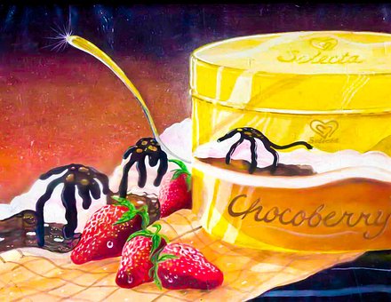 Acuarela, Helado, El Verano, Comida