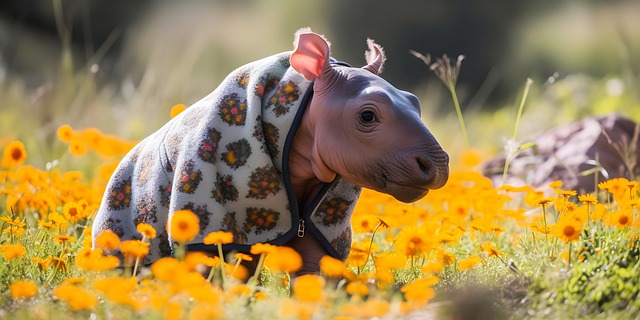 Free ai generated hippo hippopotamus illustration